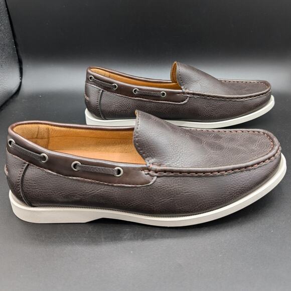 Bruno Marc Loafers Mens 8.5 Slip on Shoes Brown Latex Comfort Preppy Office Work - Picture 3 of 9